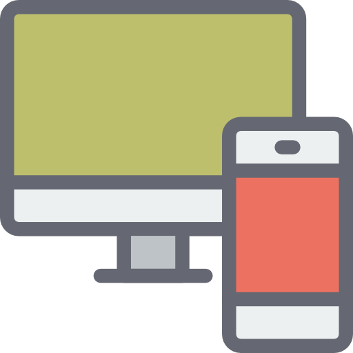 we can see an image with a yellow computer screen alongside a red phone